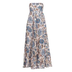Zimmermann Vitali Strapless Midi Dress - Cornflower Floral - Size 2 (US 8)